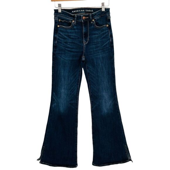 American Eagle super hi-rise flare, size 4 regular dark wash - Picture 3 of 10